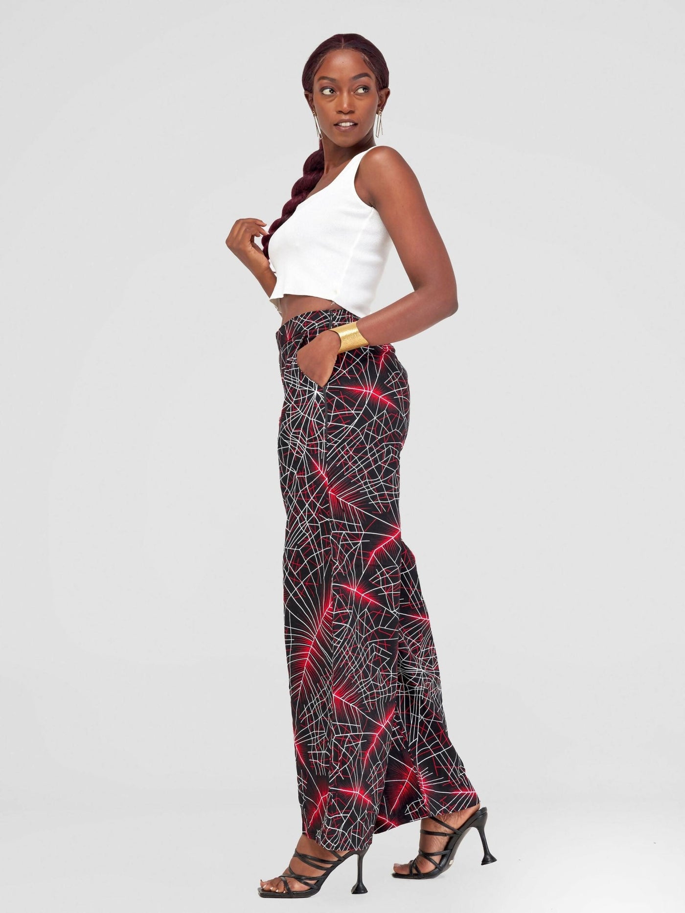 Zamaya Stitches Pants - Black / Red - Shopzetu