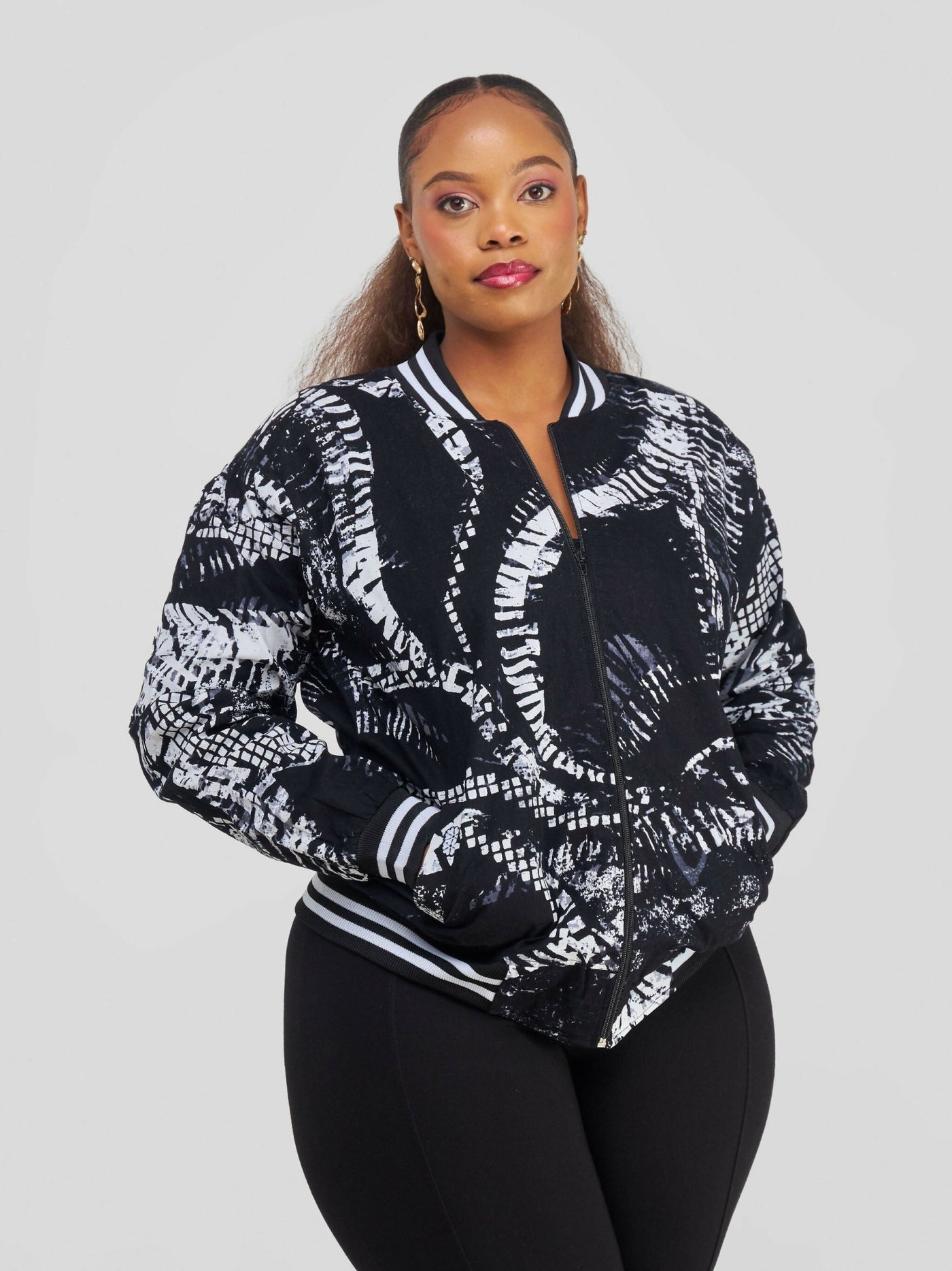 Rafiki Threads Zipye Ankara Jacket - Black / White - Shopzetu