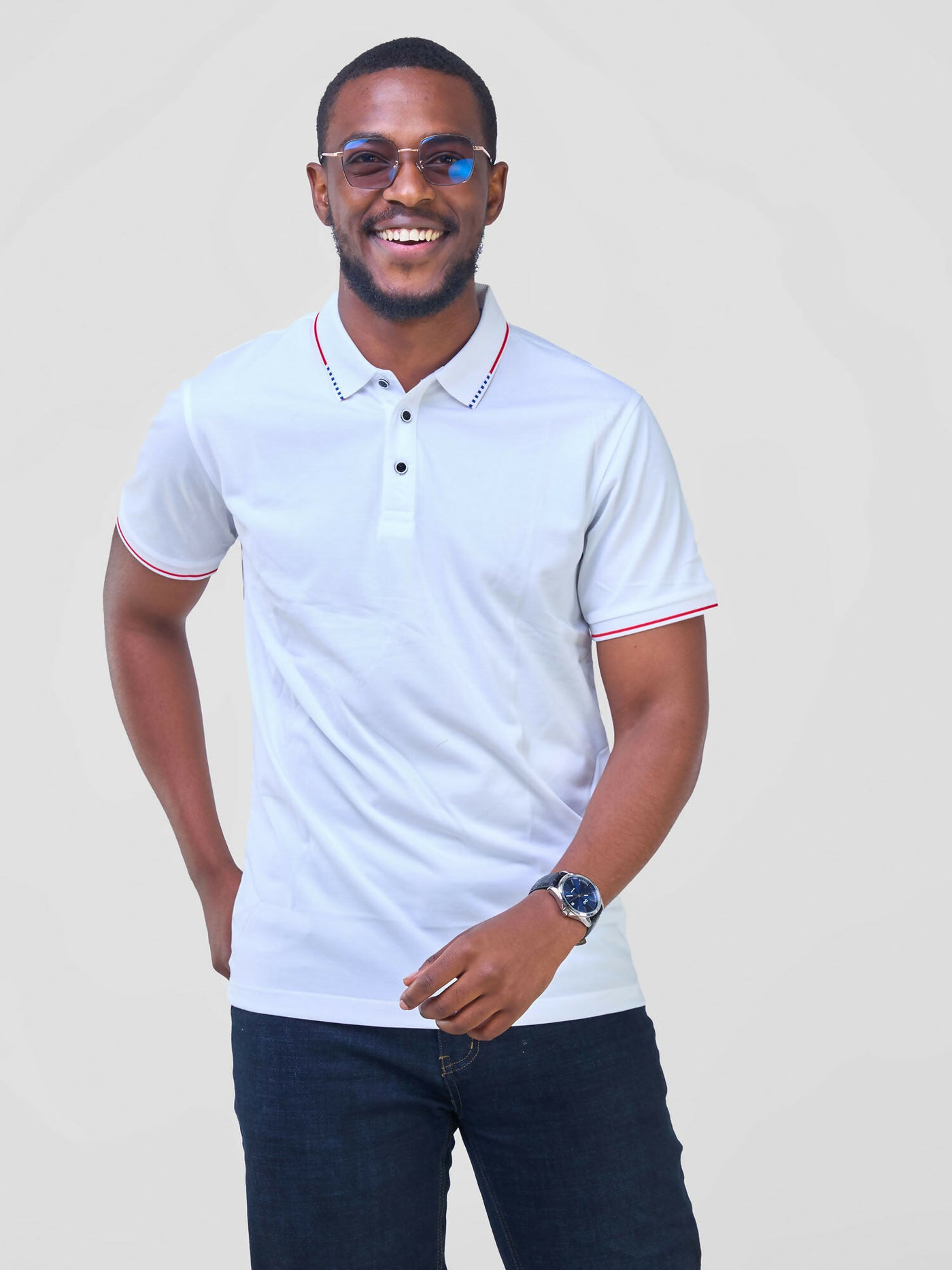 Short Sleeved Polo T-Shirt - White - Shopzetu