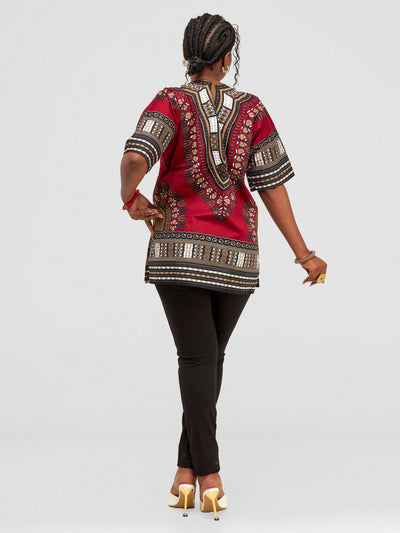 Ankarated Melo Dashiki Shirt - Maroon - Shopzetu