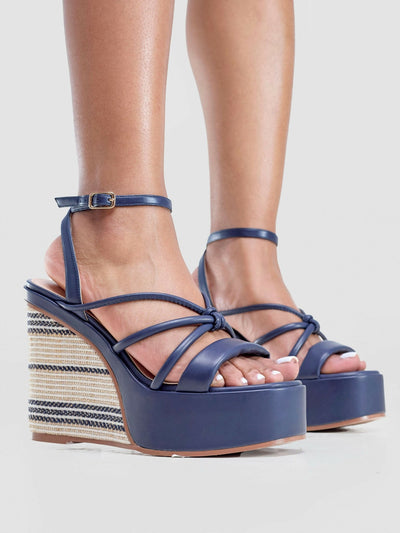 Nine West Corow Wedge Heel - Navy Blue - Shopzetu