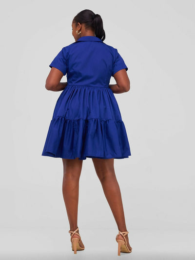 Merli Africa Kilifi Collar Dress - Blue - Shopzetu