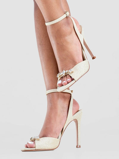 Nine West Fern Heel Sandals - Champagne - Shopzetu