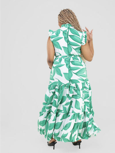 Lizola Emilee Dress - Green / White - Shopzetu