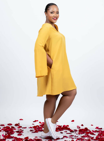 Plainchic Pat Shift Dress - Yellow - Shopzetu