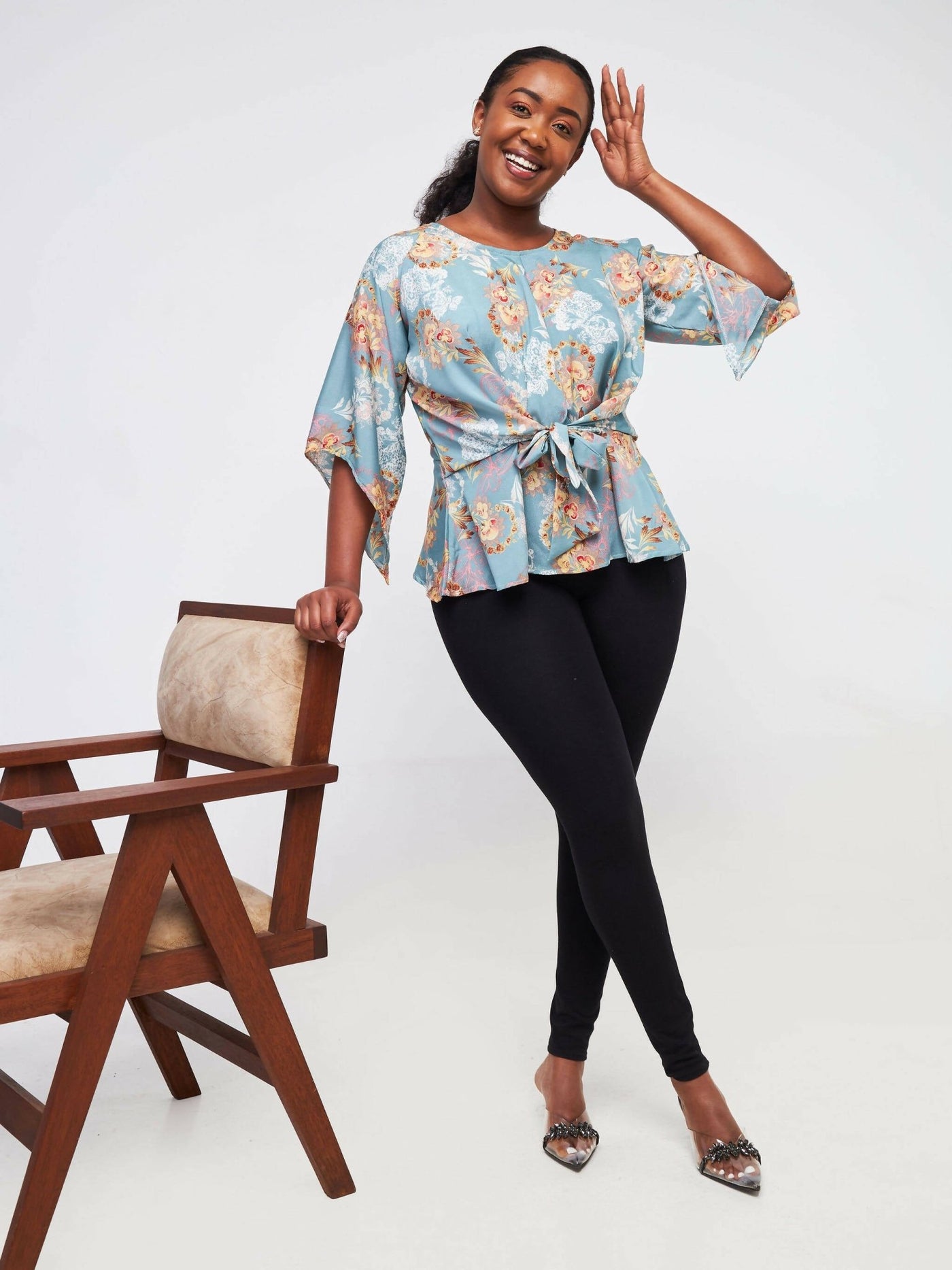 Silk House Collection Kezia - Blue Floral Print - Shopzetu