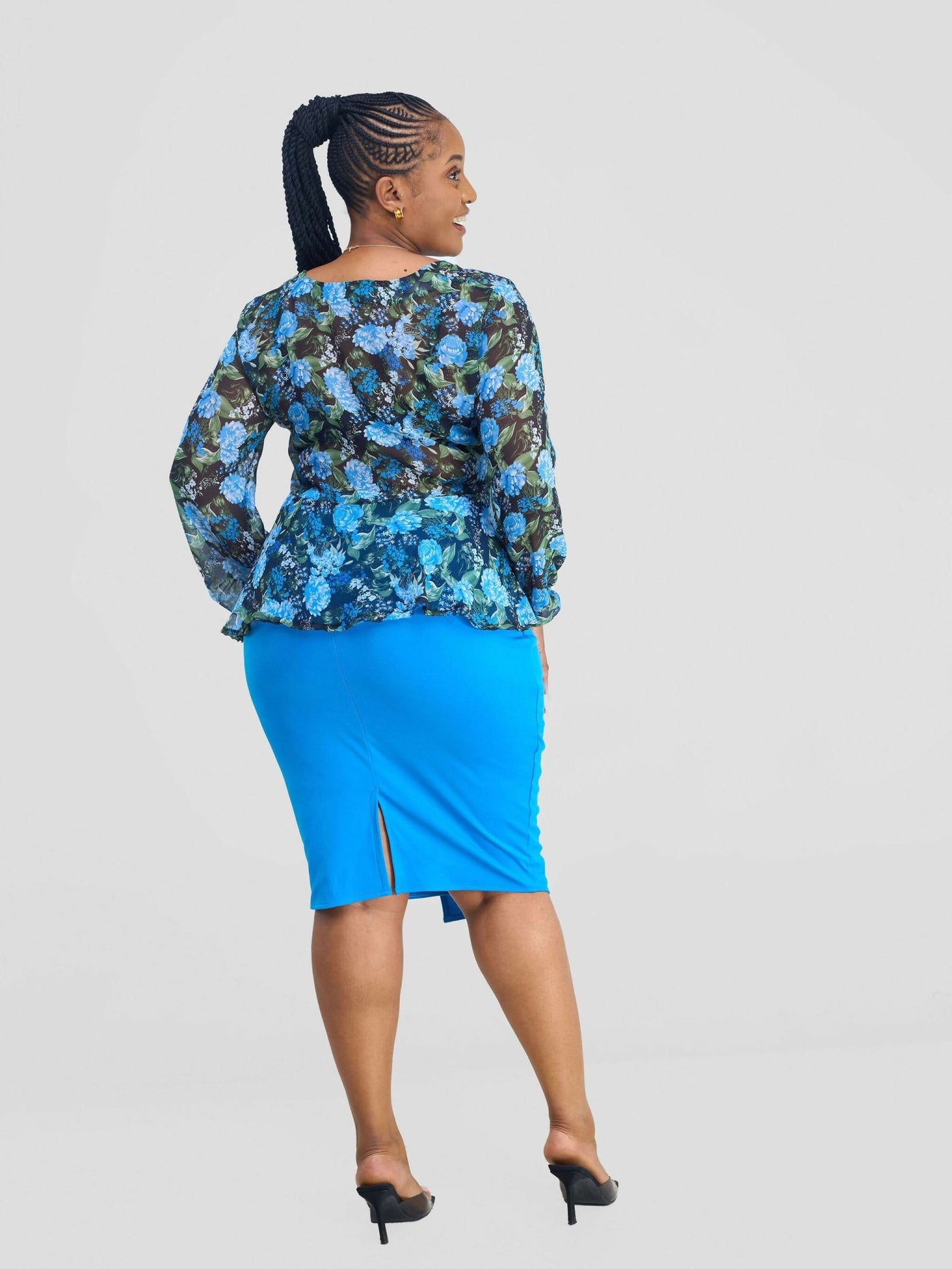 Silk House Collection Hulya Top - Blue Floral Print - Shopzetu