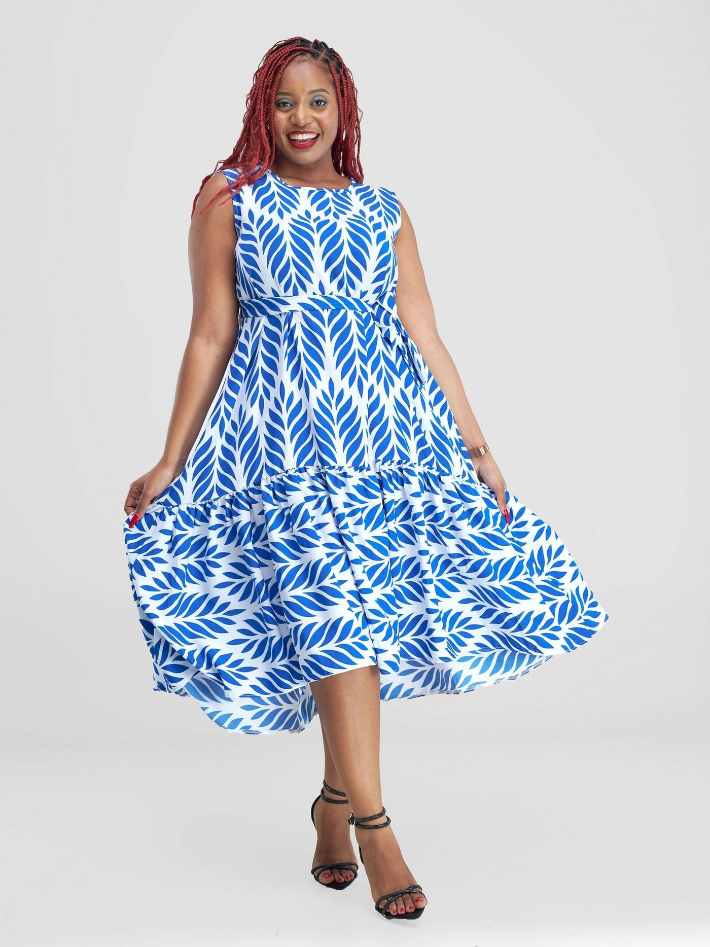 Lizola Angweng Maxi Dress - Blue / White - Shopzetu