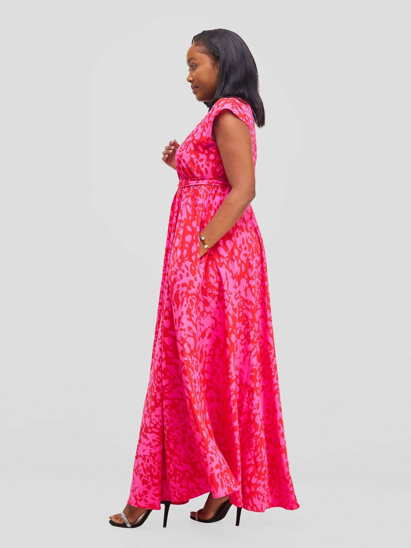 Stella Customized Kenya Floral Dress - Pink - Shopzetu