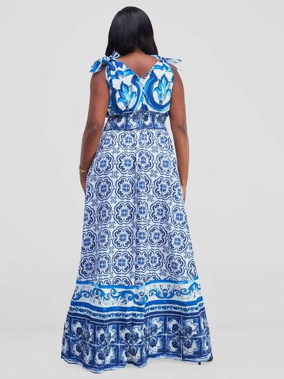 Stylish Sisters Maxi Dresses - Blue / White - Shopzetu