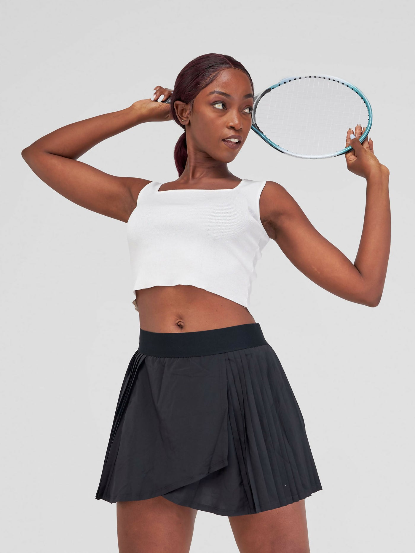 Flen Store Tennis Skirt With In-Built Shorts - Black