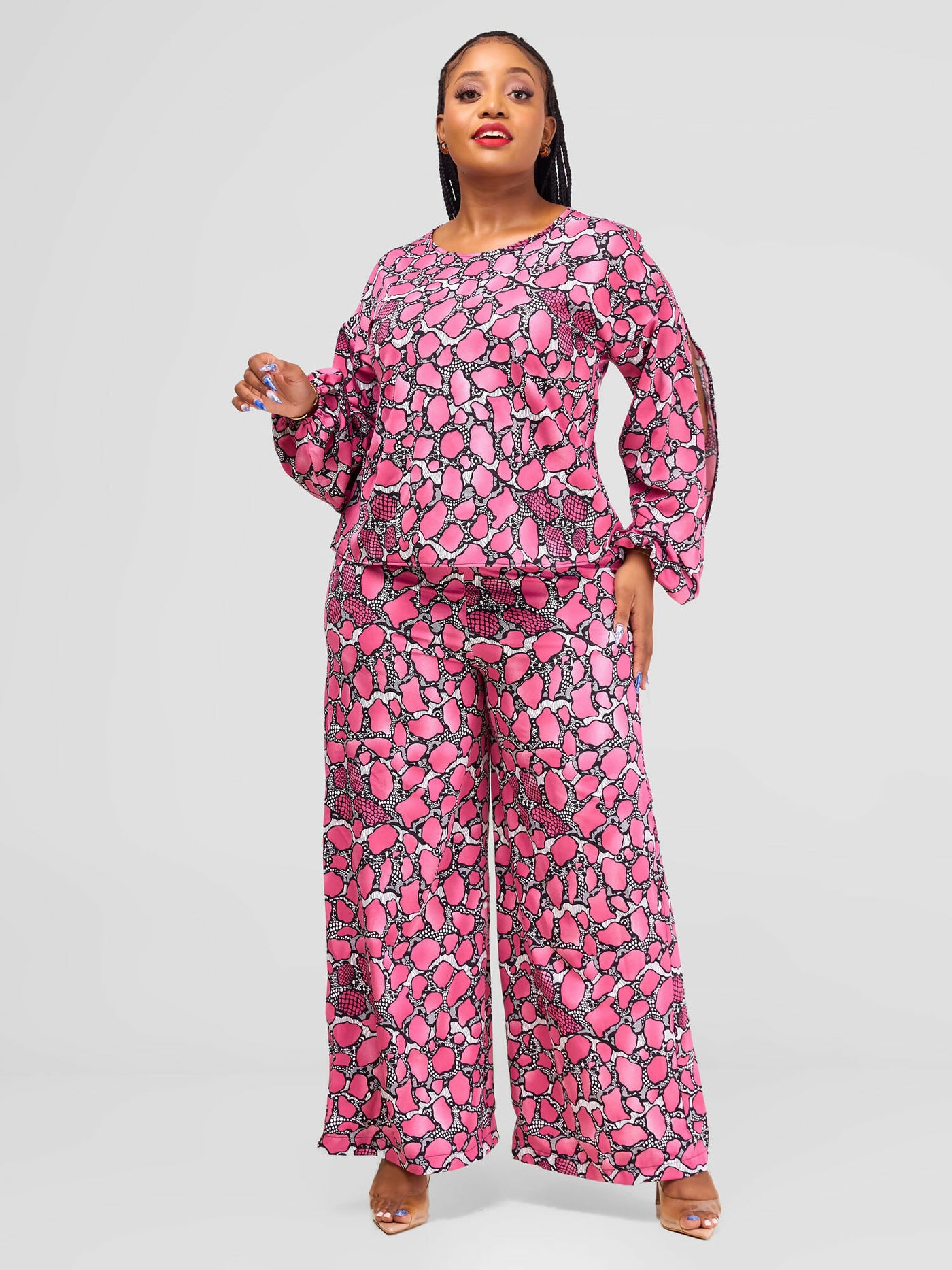 Salok Havilah Soroti Pant Set - Pink Print