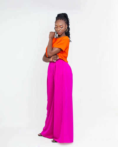 Elara Pant Set - Orange / Pink - Shopzetu