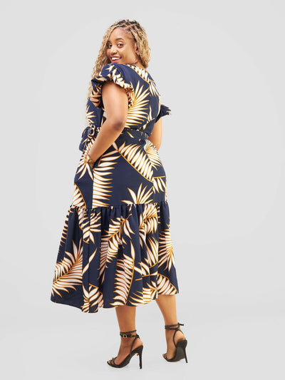 Lizola Ember Maxi Dress - Navy Blue / Cream - Shopzetu