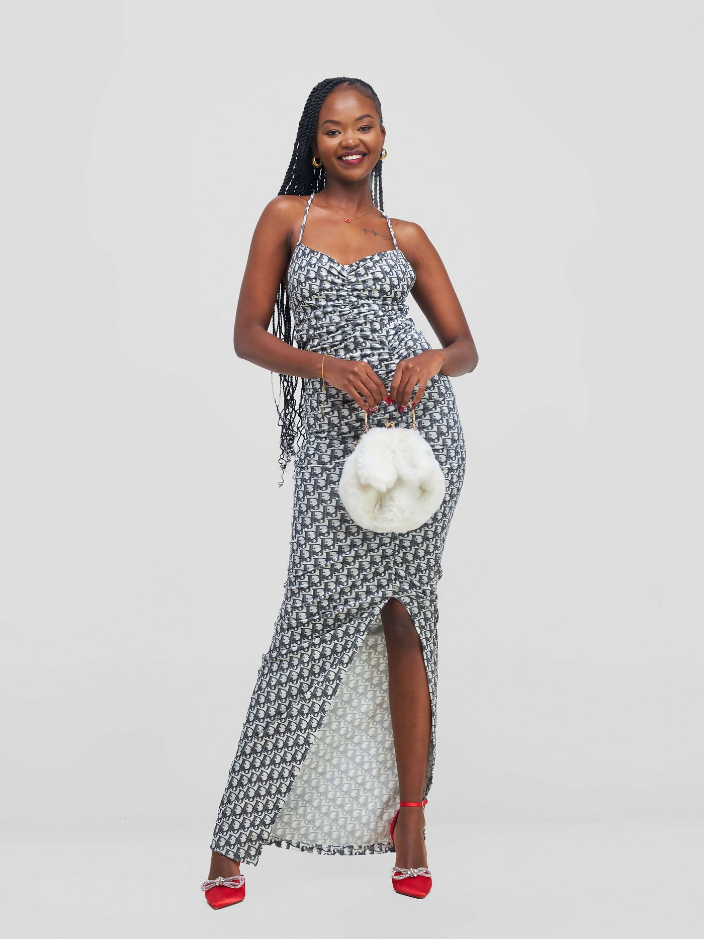 Stylish Sisters Maxi Dress - Grey / White