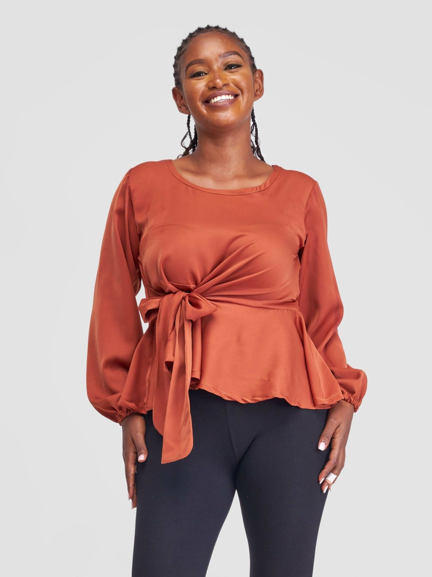 Silk House Collection Hulya Top - Copper Brown - Shopzetu