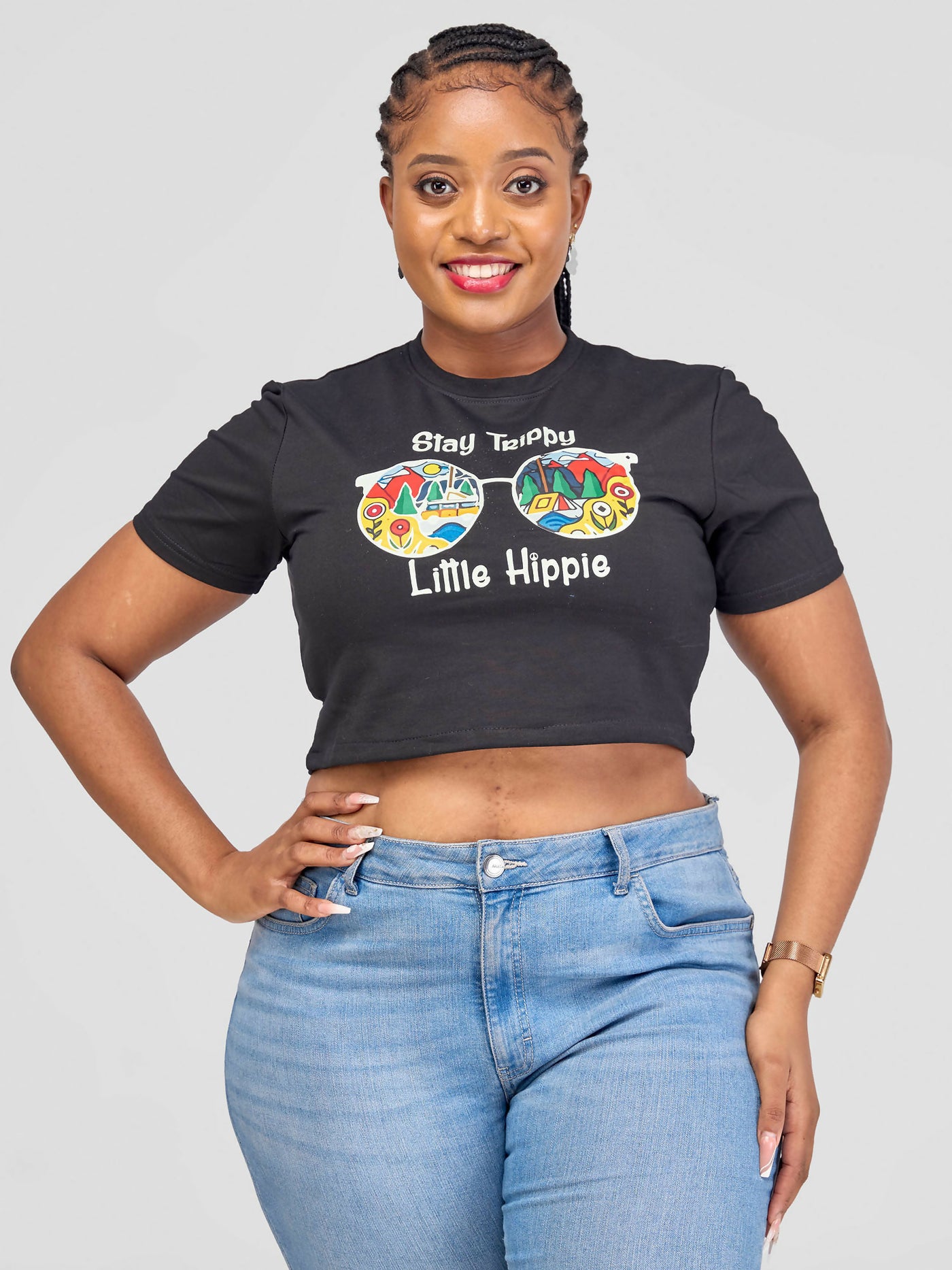 Lumi Fashion Group Stay Trippy Little Hippy Top - Black