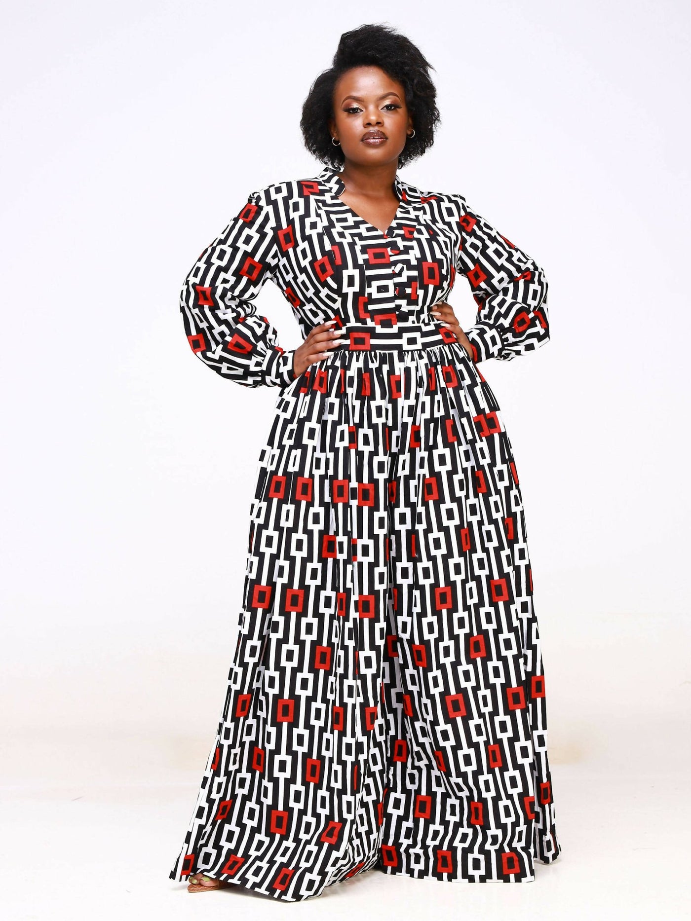 Ancestral House DD Afrocentric Jumpsuit - White Print - Shopzetu