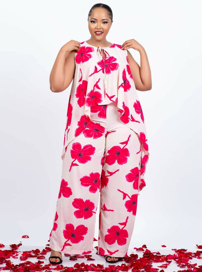 Plainchic Amu Set - Pink / Beige Print - Shopzetu