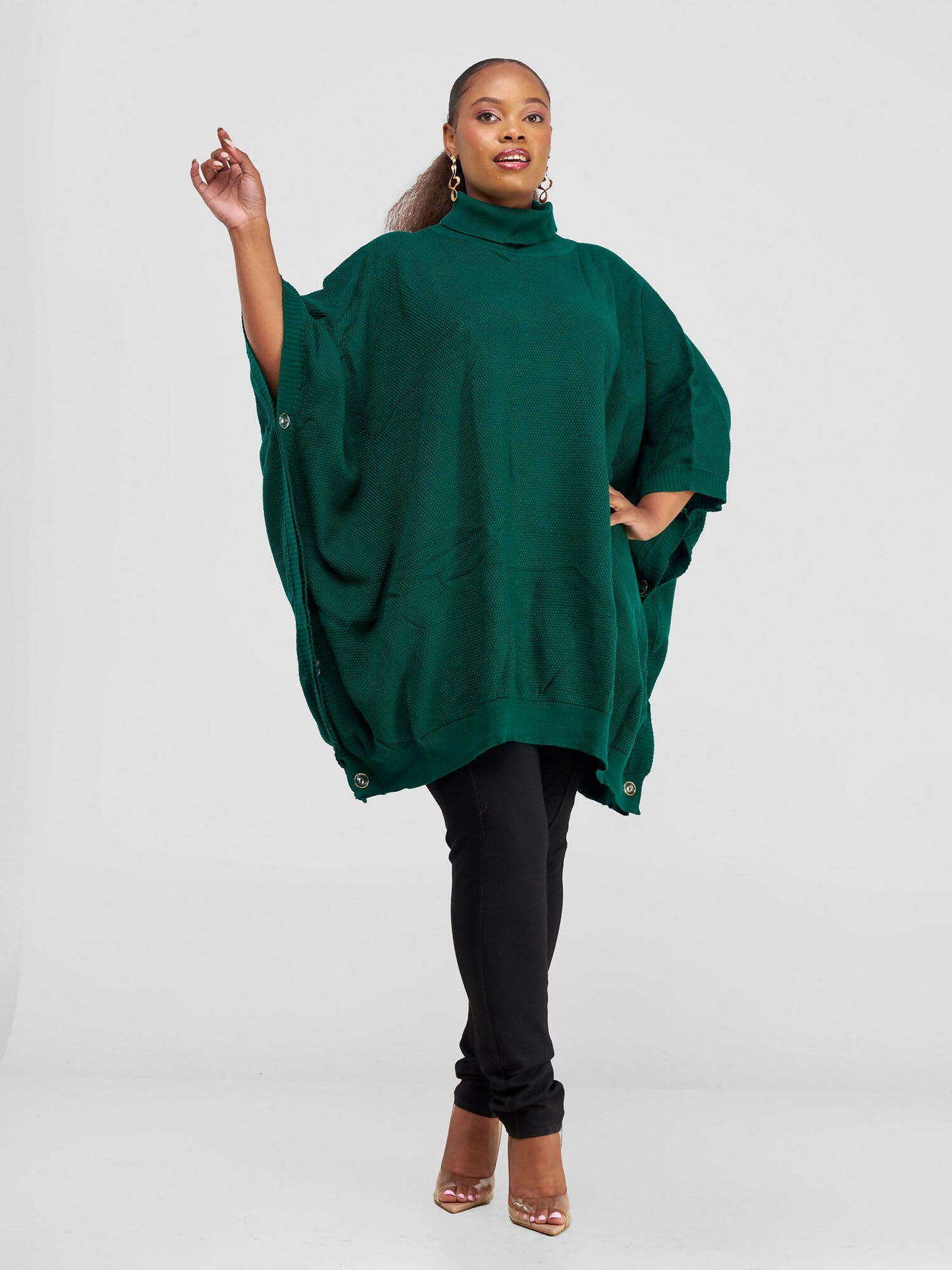 TexStyle Turtleneck Poncho - Green