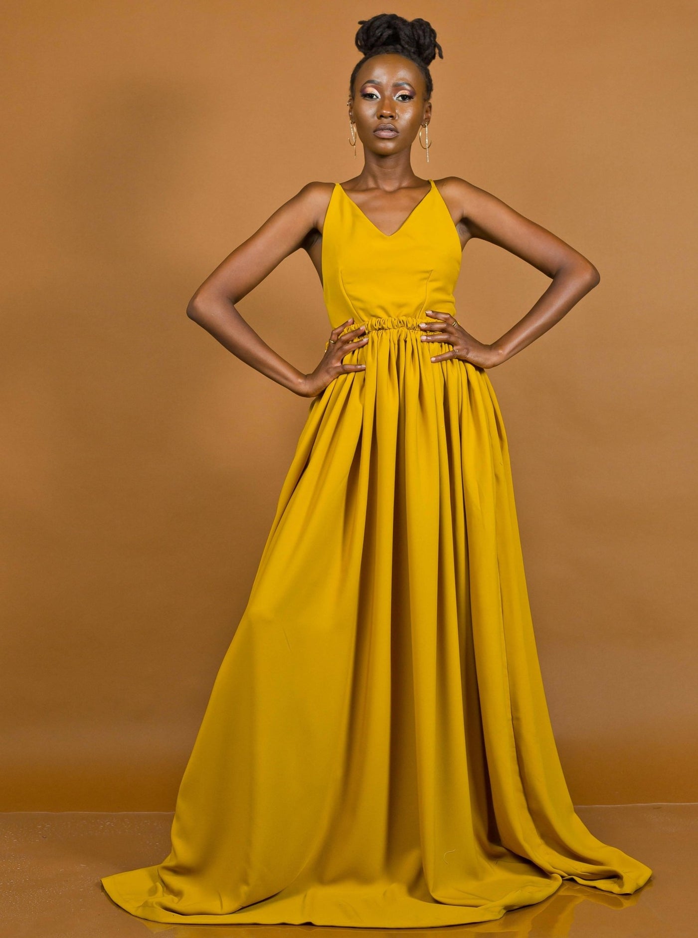 African Yuva Hornet Maxi Dress - Mustard - Shopzetu