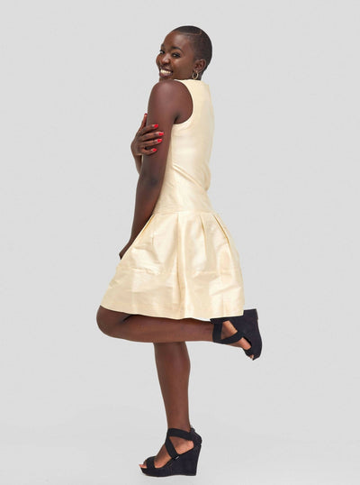 Fauza Design Nyeupe Raw Silk Balloon Dress - Off White - Shopzetu