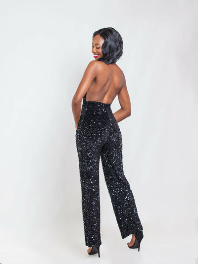 Da'Joy Fashions Midnight Glamour Jumpsuit - Black - Shopzetu