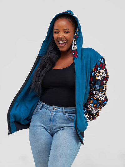 Khay Designs Denim Bomber Jacket - Blue