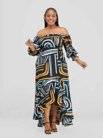 Lizola Elizabeth Maxi Dress - Blue / Yellow / White - Shopzetu