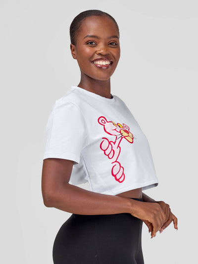 Lumi Fashion Group Crop Top Pink Panther - White