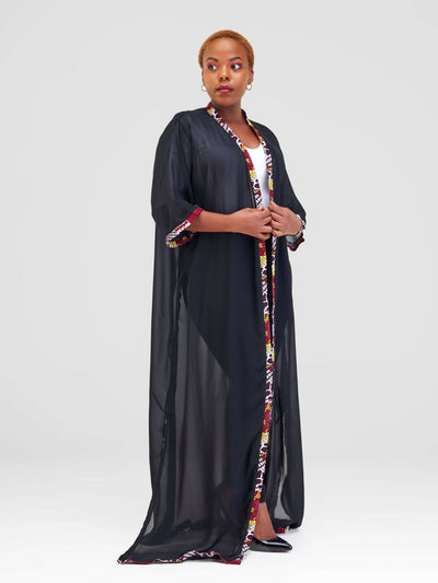 Dewuor Chiffon Kimono - Black - Shopzetu