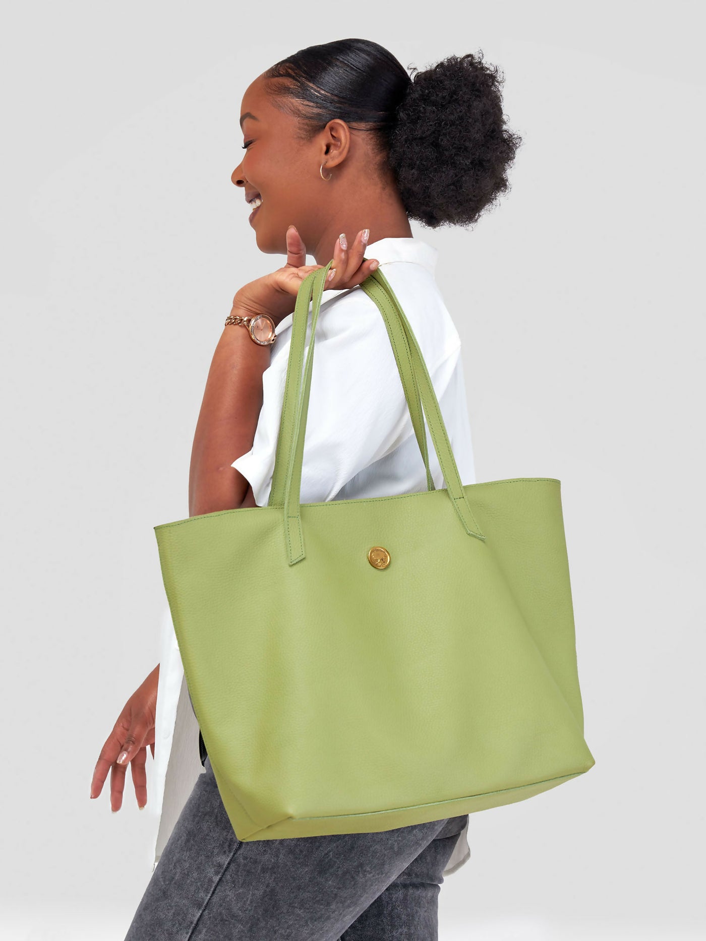 Eden Leather Marula Tote Bag - Avo Green