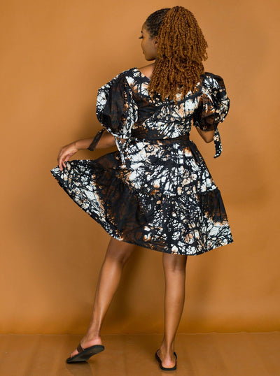 African Yuva Violet Dress - Brown - Shopzetu