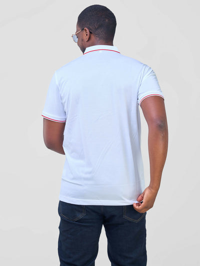 Short Sleeved Polo T-Shirt - White - Shopzetu