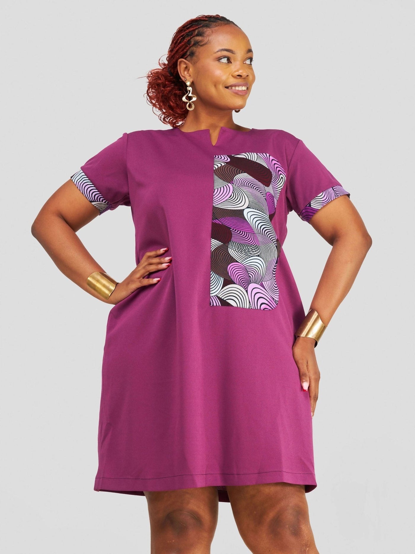 Ankara By Chimzy Plum Dress - Purple - Shopzetu