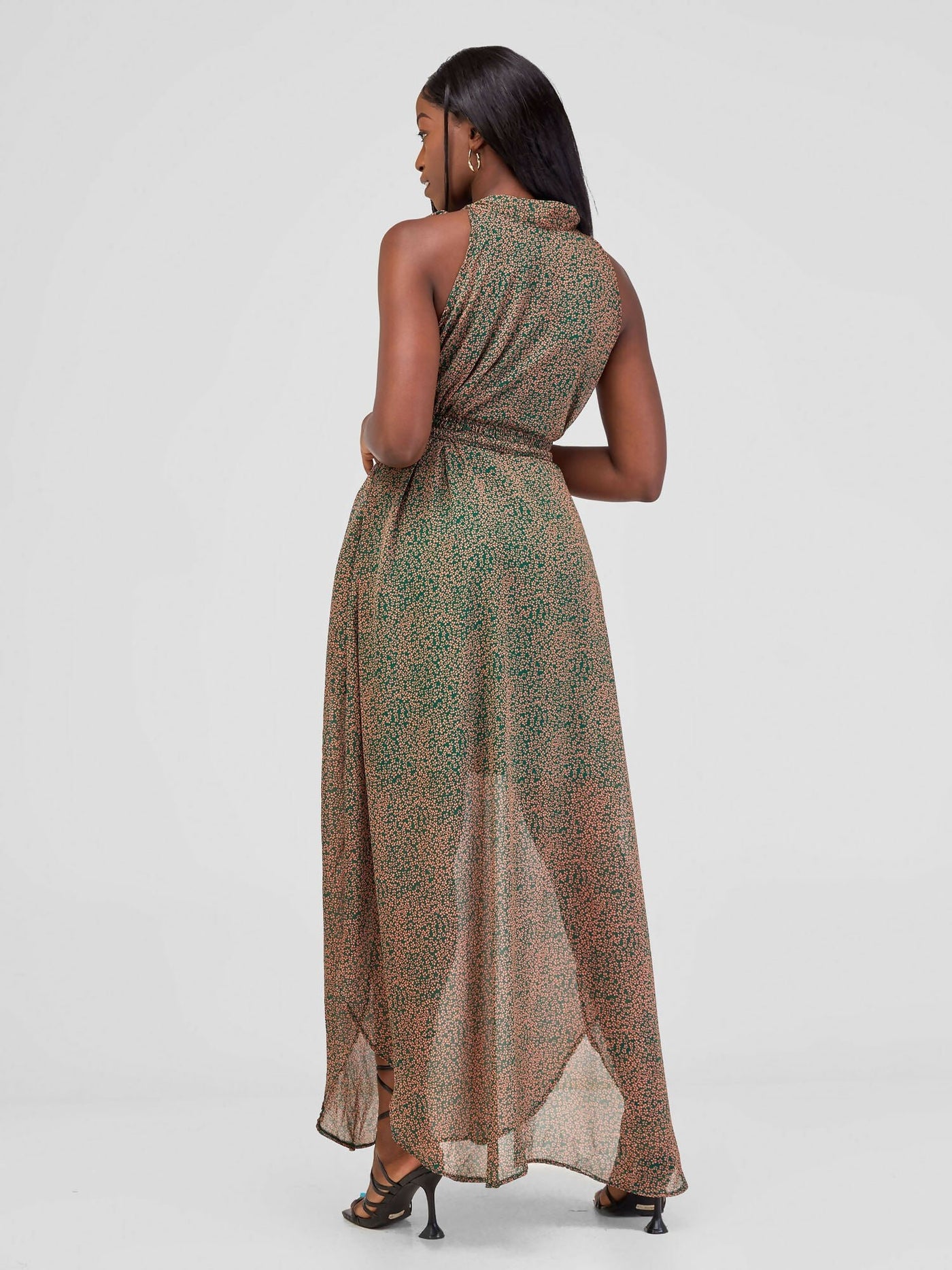Kakiba Collections Sunshine Dress - Green / Brown Print - Shopzetu