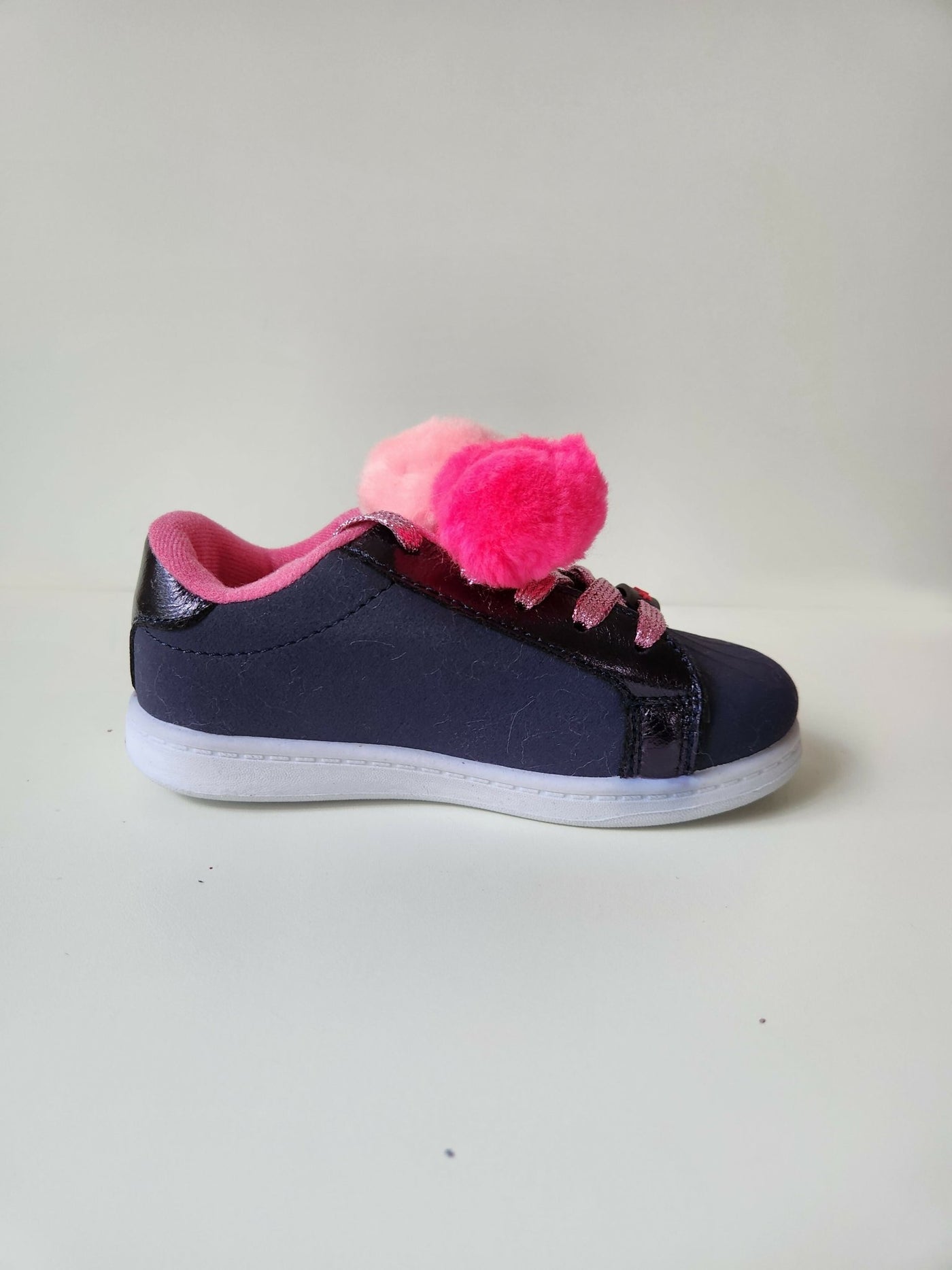 Girls Pompom Trainers - Navy / Purple - Shopzetu