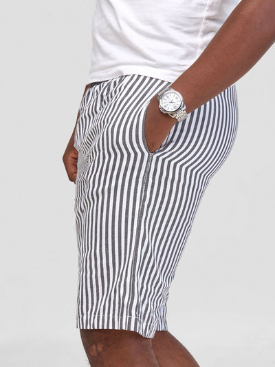 Liquid Lemn Mistari Kikoy Summer Striped Short - Grey - Shopzetu