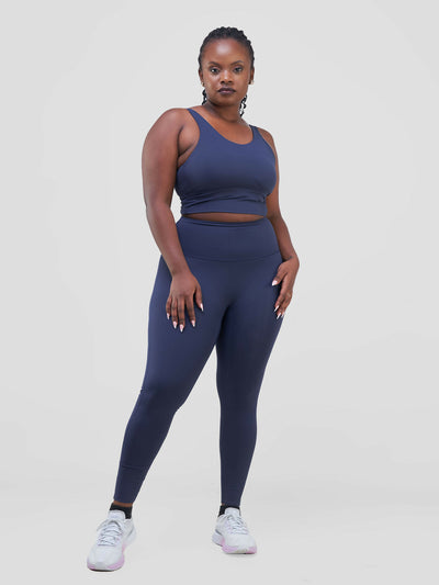 Flen Store Butter Soft Fabric Sports Bra and Leggings Set - Navy - Shopzetu