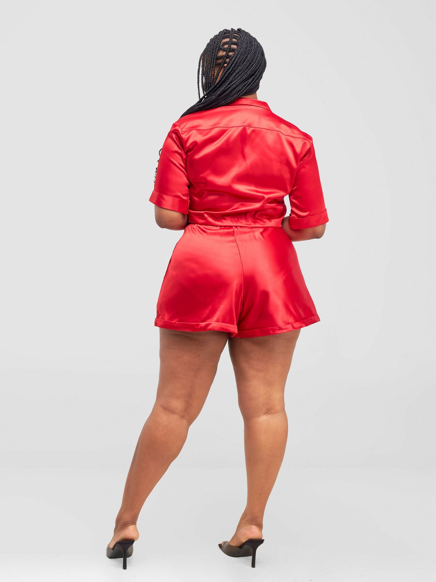 Satin Revolution Minimalistic Short Set - Red