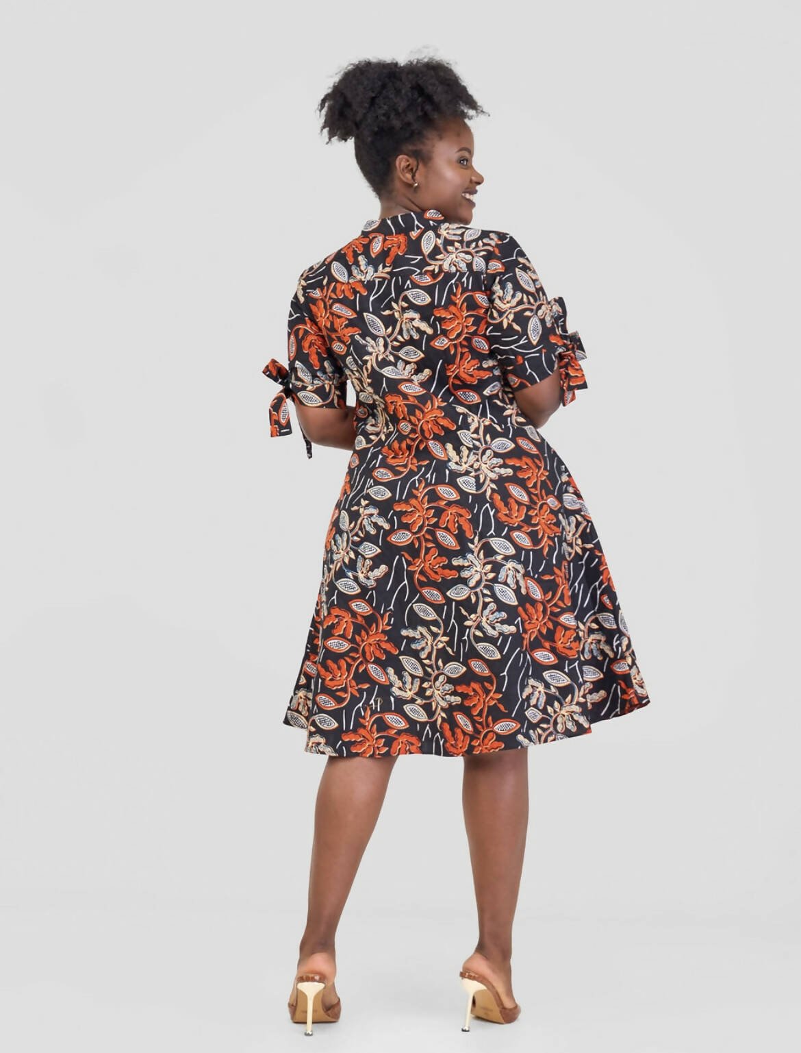 Hando Afrikan Designs Caro Shirt Dress - Brown - Shopzetu