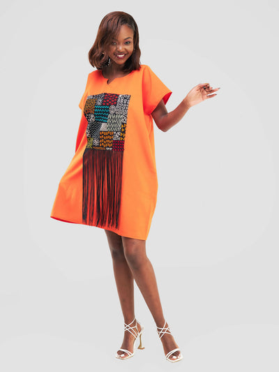 African Yuva Kadin Dress - Orange - Shopzetu