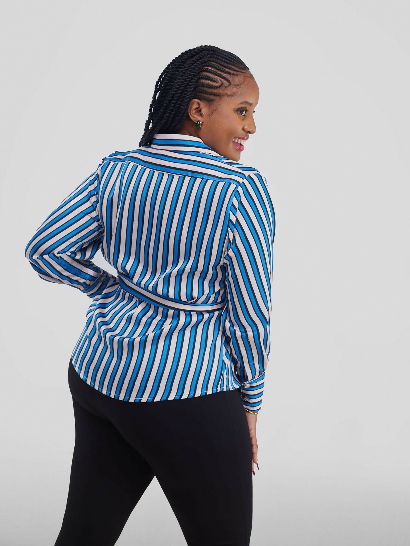 Silk House Collection Kiki Shirt - Blue Stripe - Shopzetu