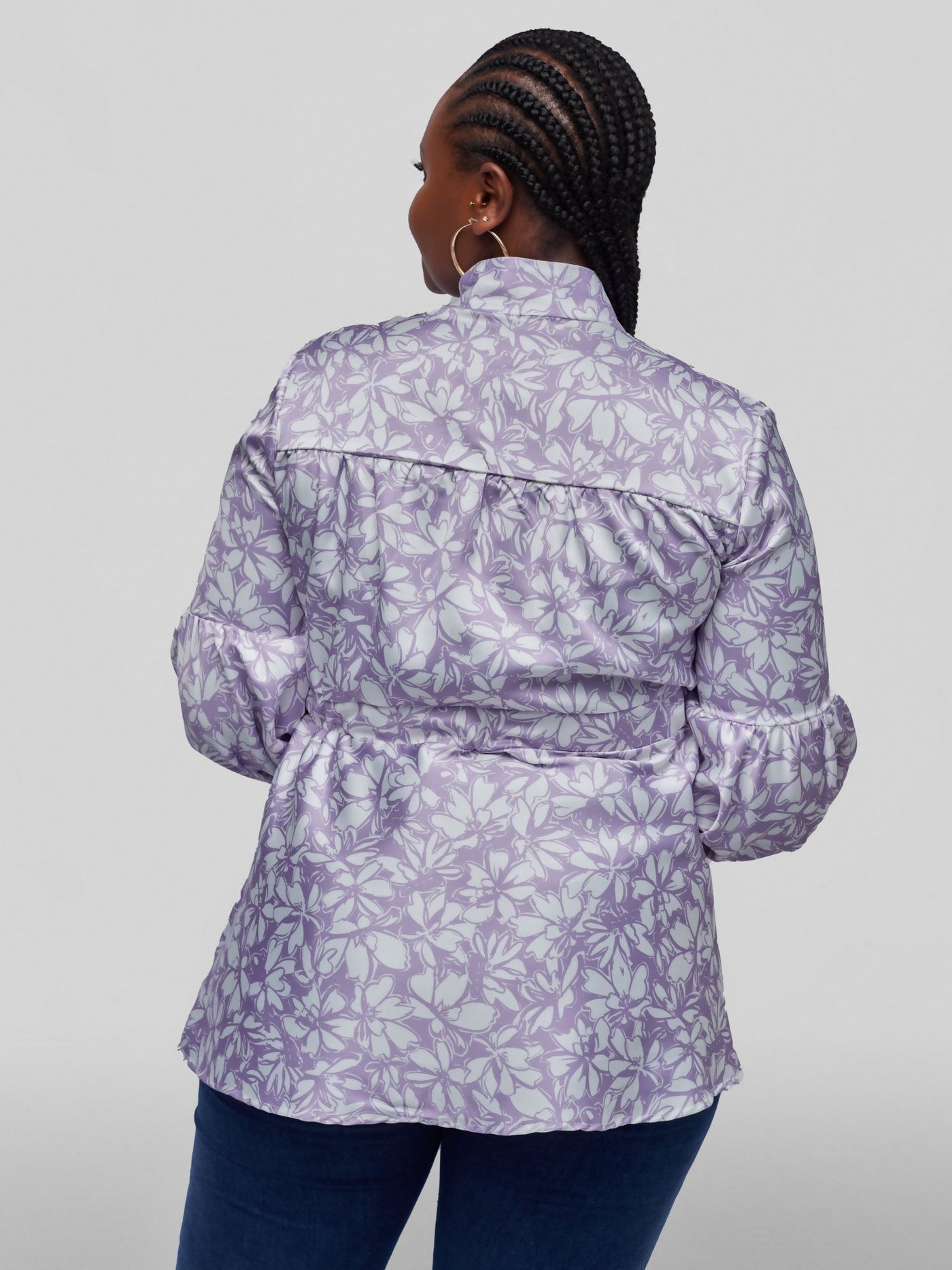 Tuli Ela Long Sleeve Top - Lavender / White Print - Shopzetu