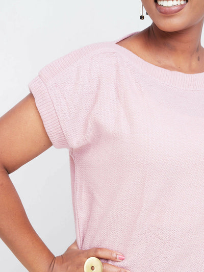 Hessed Short Sleeved Sweeter Top - Pink - Shopzetu