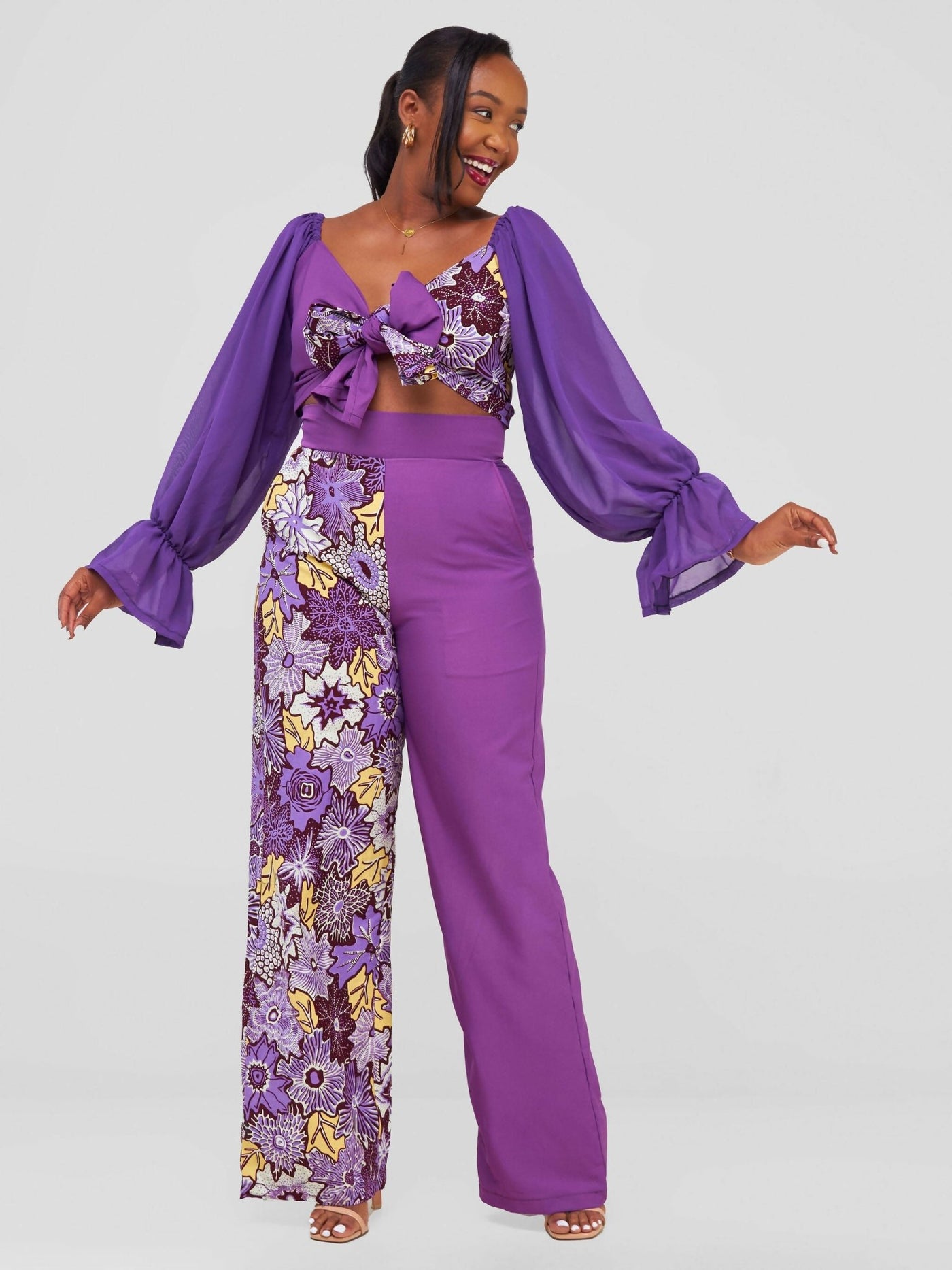 Nefpatra Africa Ankara Barbie Jumpsuit - Purple - Shopzetu