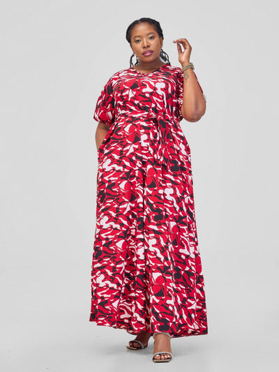 Phyls Collections Mwende Dress - Red print - Shopzetu