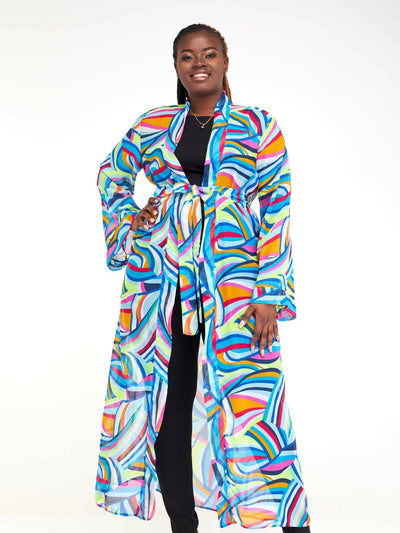 Lizola Belinda Rainbow Kimono - Blue - Shopzetu