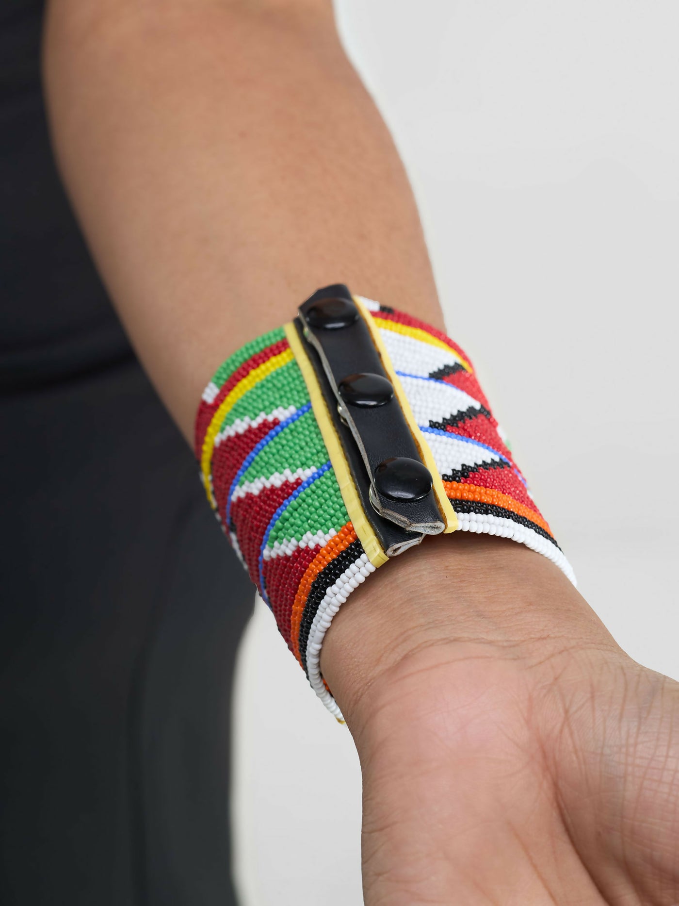 Wired Maasai Beaded Long Bangle - Multicolored - Shopzetu