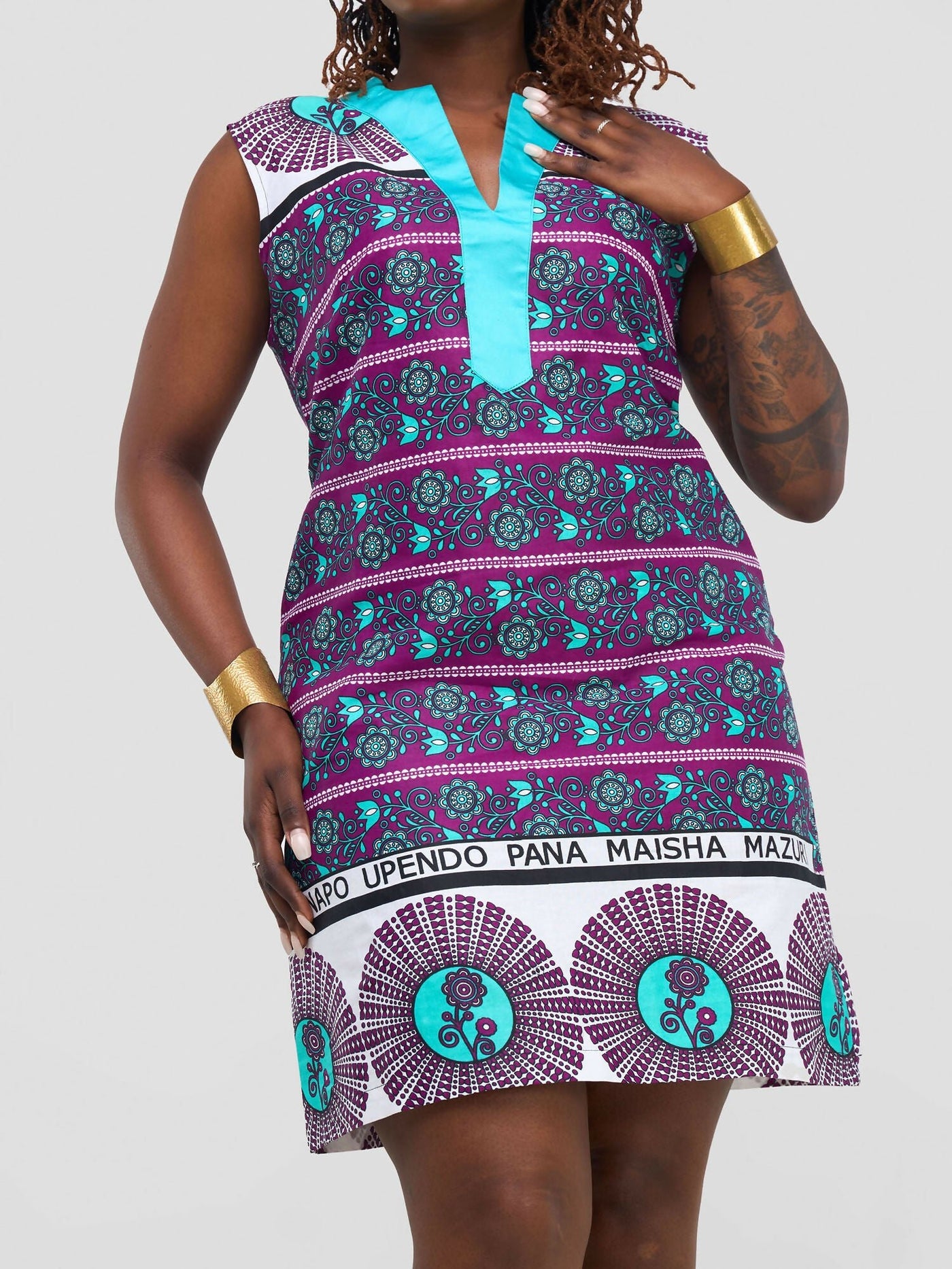 Karay Design Studio Leso Shift Dress - Purple Turquoise - Shopzetu